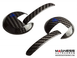FIAT 500 Interior Door Handle Kit - Carbon Fiber - Blue Scorpion Design